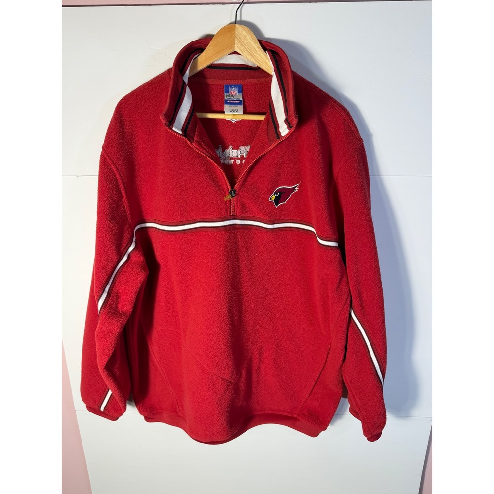 vintage Reebok NFL Arizona Cardinals Quarter Zip Fleece Pullover Red Mens Large